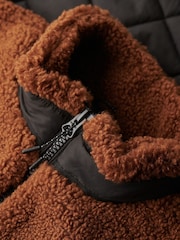 Superdry Bison Brown Workwear Fleece Hybrid Jacket - Image 2 of 3