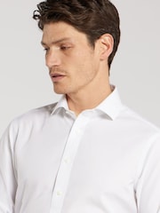 TM Lewin White Tailored Fit Non-Iron Regular Plain Poplin Double Cuff Shirt - Image 4 of 8
