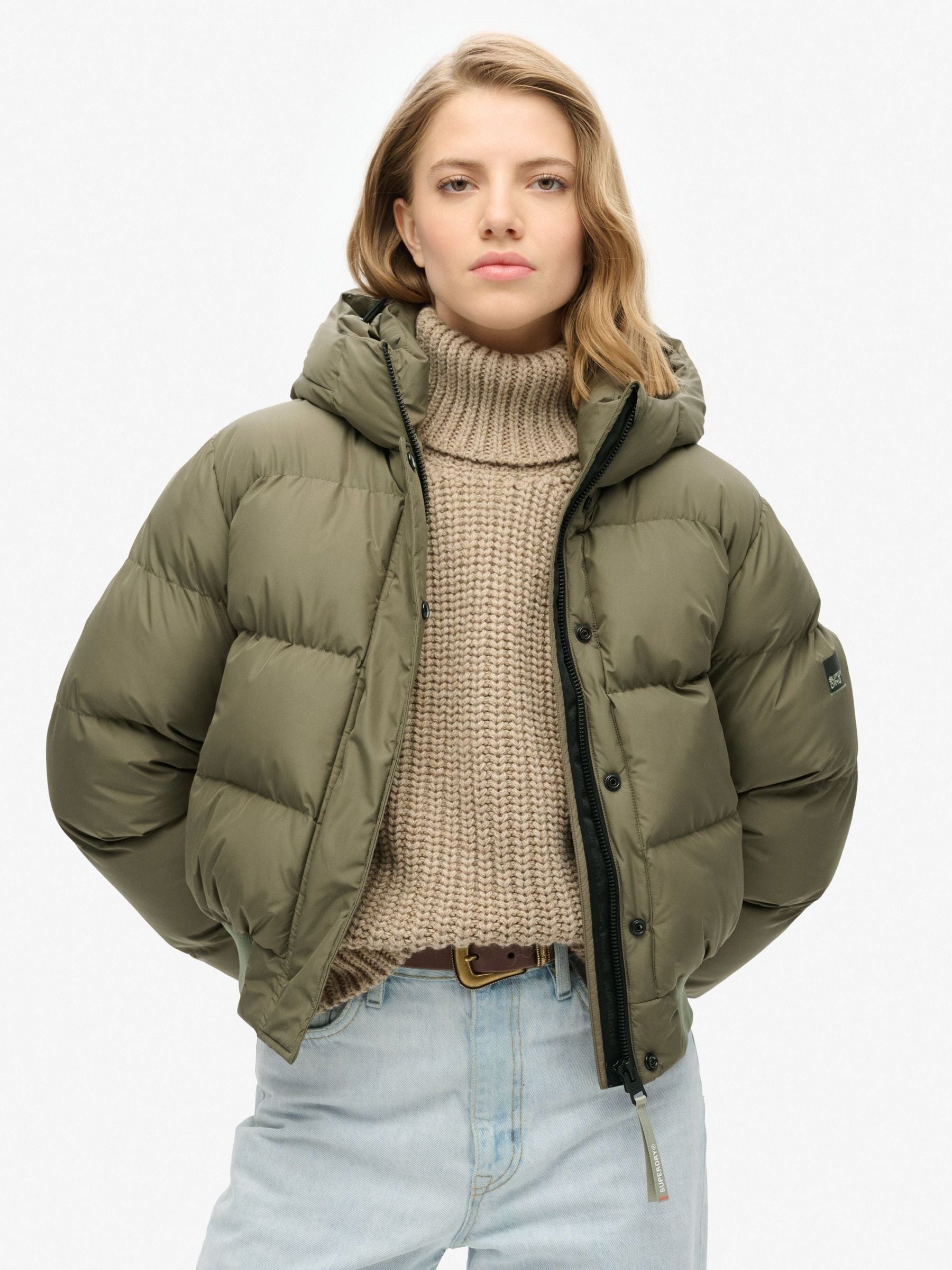 Buy Superdry Dusty Olive Green Hooded Sports Puffer Bomber Jacket from Next USA