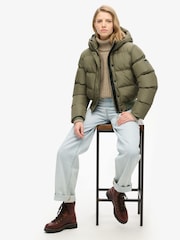 Superdry Dusty Olive Green Hooded Sports Puffer Bomber Jacket - Image 15 of 20