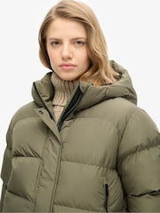 Superdry Dusty Olive Green Hooded Sports Puffer Bomber Jacket - Image 16 of 20