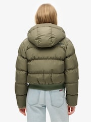 Superdry Dusty Olive Green Hooded Sports Puffer Bomber Jacket - Image 17 of 20