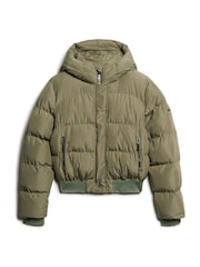 Superdry Dusty Olive Green Hooded Sports Puffer Bomber Jacket - Image 18 of 20