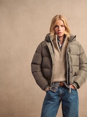Superdry Dusty Olive Green Hooded Sports Puffer Bomber Jacket - Image 8 of 20