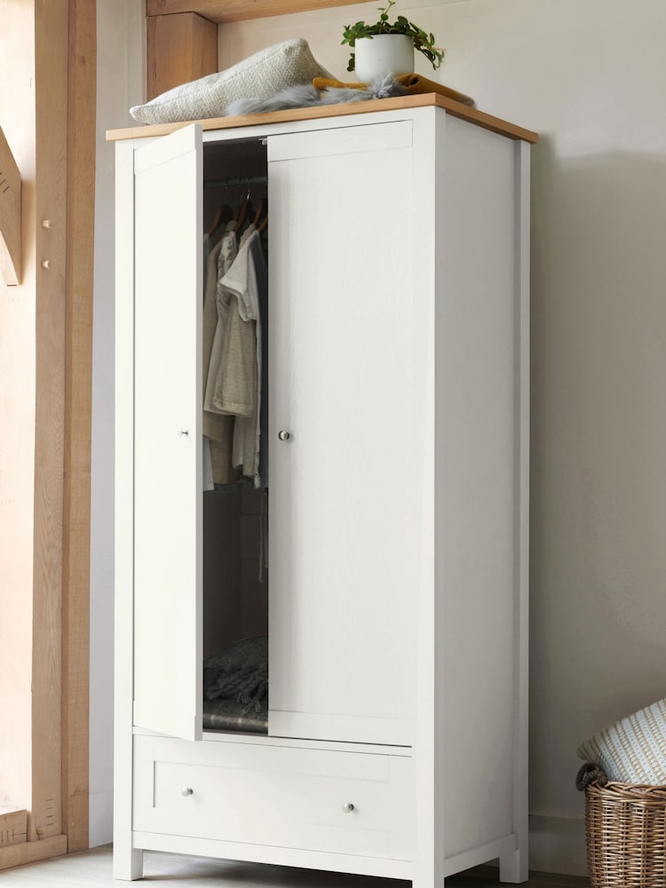 Chalk Malvern Paint Effect Double, 1 Drawer Wardrobe - Image 1 of 10