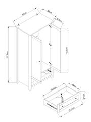 Chalk Malvern Paint Effect Double, 1 Drawer Wardrobe - Image 4 of 10