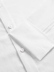 TM Lewin White Tailored Fit Non-Iron Regular Plain Twill Double Cuff Shirt - Image 7 of 8