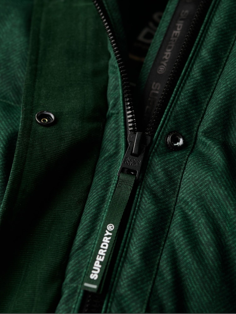 Superdry Enamel Green Tweed Longline Puffer Jacket - Image 6 of 6