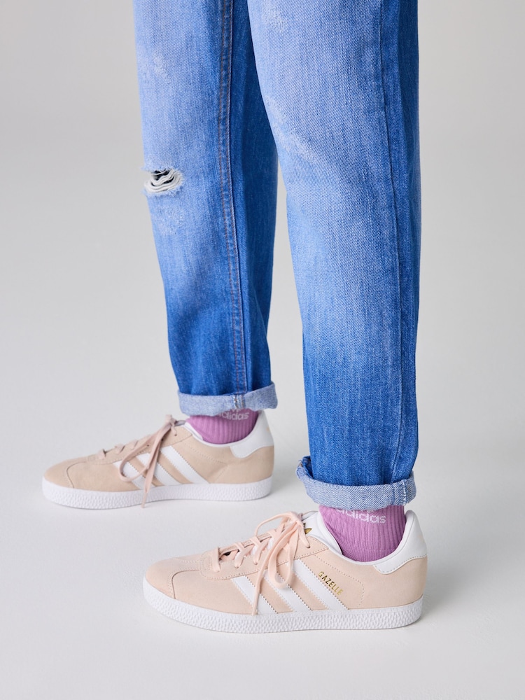 adidas Originals Pink/White Junior Gazelle Trainers - Image 1 of 10