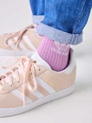 adidas Originals Pink/White Junior Gazelle Trainers - Image 3 of 10