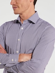 TM Lewin Blue Tailored Fit Non-Iron Regular Gingham Poplin Single Cuff Shirt - Image 3 of 8