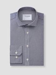 TM Lewin Blue Tailored Fit Non-Iron Regular Gingham Poplin Single Cuff Shirt - Image 5 of 8