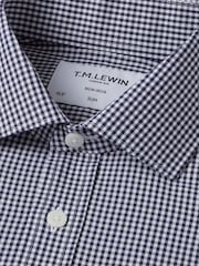 TM Lewin Blue Tailored Fit Non-Iron Regular Gingham Poplin Single Cuff Shirt - Image 6 of 8