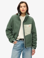Verde caqui laurel - Superdry Chaqueta Fleece Trekker - Imagen 1 de 4