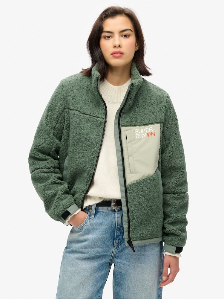 Verde caqui laurel - Superdry Chaqueta Fleece Trekker - Imagen 1 de 4