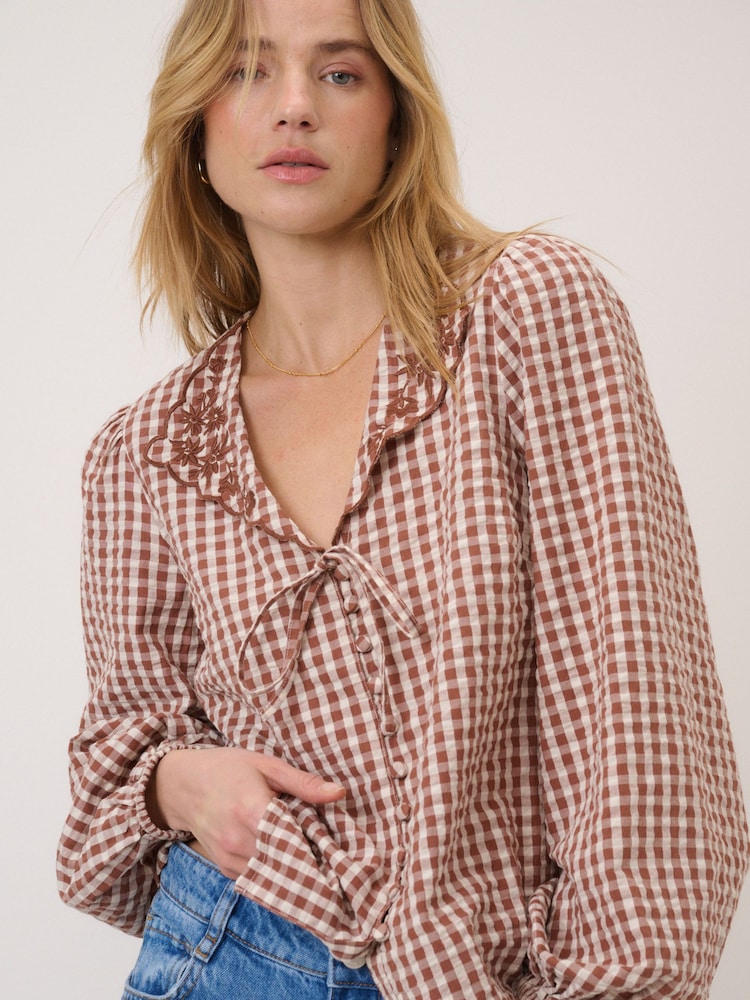 Nobodys Child Brown Isla Gingham Top - Image 1 of 5