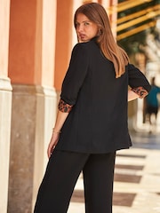 Sosandar Black Leopard Print Lining Blazer - Image 2 of 5