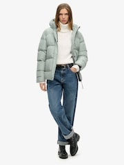 Superdry Puritan Grey Hooded 5 Baffle Sports Puffer Jacket - Image 2 of 5