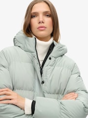 Superdry Puritan Grey Hooded 5 Baffle Sports Puffer Jacket - Image 3 of 5