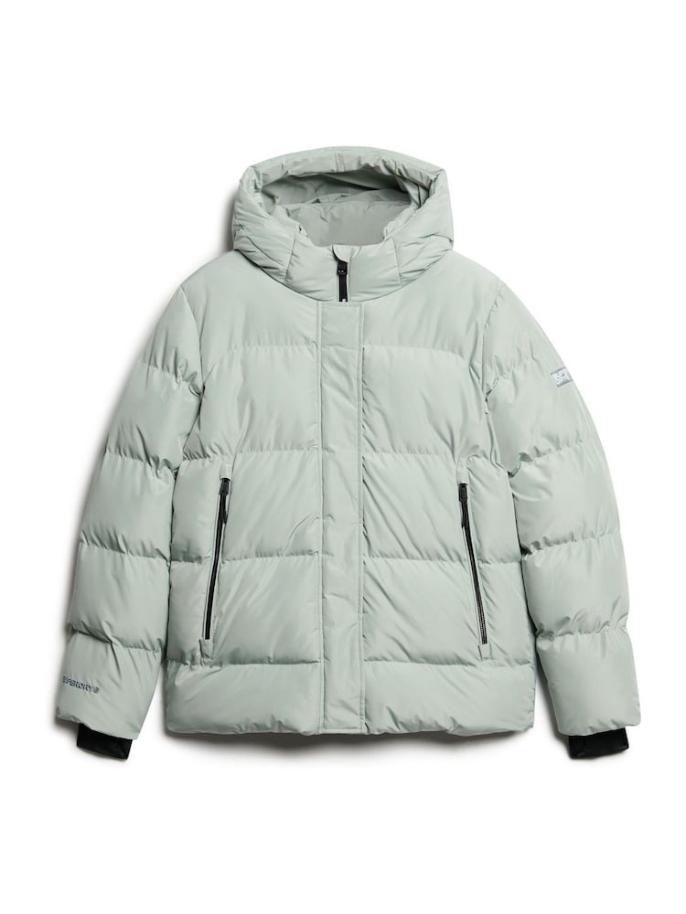 Superdry Puritan Grey Hooded 5 Baffle Sports Puffer Jacket - Image 4 of 5