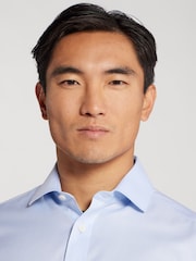 TM Lewin Blue Regular Fit Non-Iron Regular Plain Twill Single Cuff Shirt - Image 4 of 8