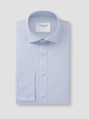 TM Lewin Blue Skinny Fit Non-Iron Regular Plain Poplin Double Cuff Shirt - Image 1 of 4
