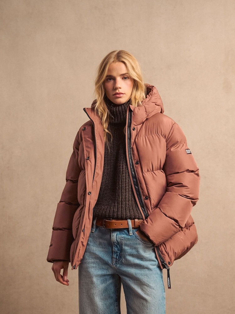 Nutmeg Spice Brown - Superdry 5 Baffle Sports Puffer-Jacke mit Kapuze - Bild 1 von 19
