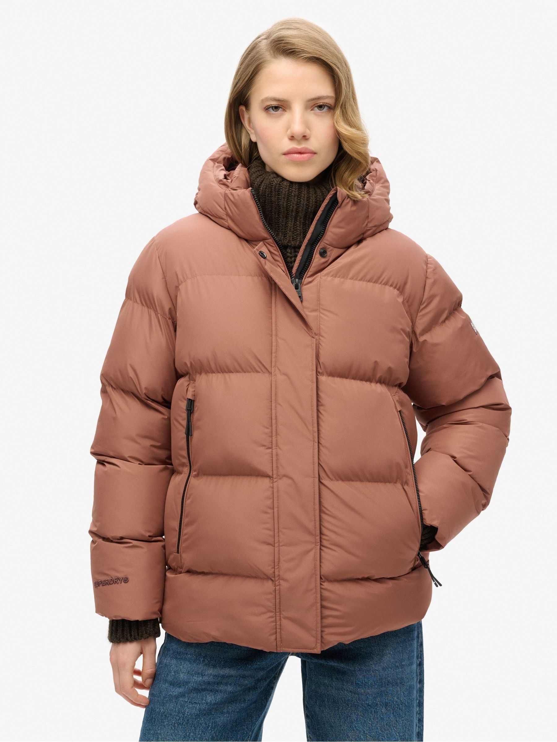 Buy Superdry Nutmeg Spice Brown Hooded 5 Baffle Sports Puffer