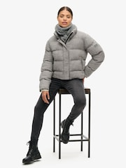Superdry Grey Marl Tweed Puffer Boxy Jacket - Image 2 of 7