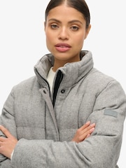 Superdry Grey Marl Tweed Puffer Boxy Jacket - Image 4 of 7