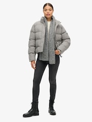 Superdry Grey Marl Tweed Puffer Boxy Jacket - Image 5 of 7
