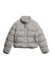 Superdry Grey Marl Tweed Puffer Boxy Jacket - Image 6 of 7