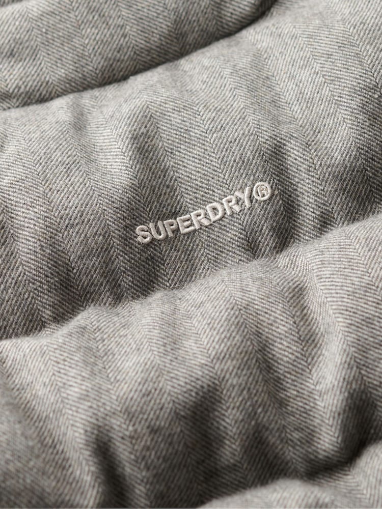 Superdry Grey Marl Tweed Puffer Boxy Jacket - Image 7 of 7