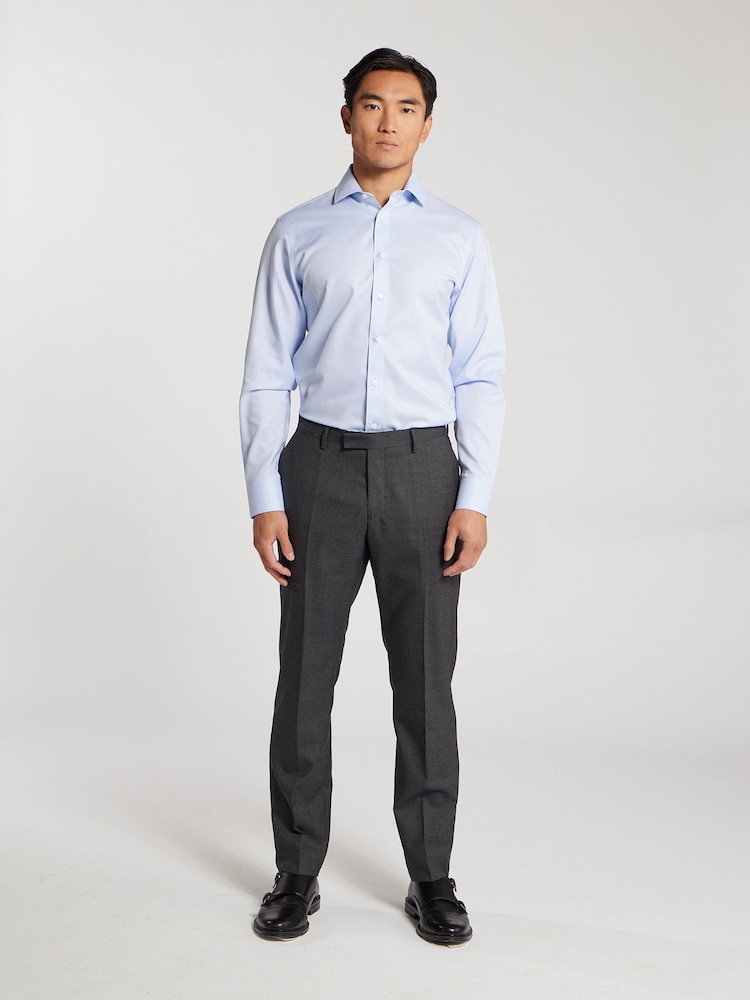 TM Lewin Blue Tailored Fit Non-Iron Regular Plain Twill Single Cuff Shirt - Image 2 of 7