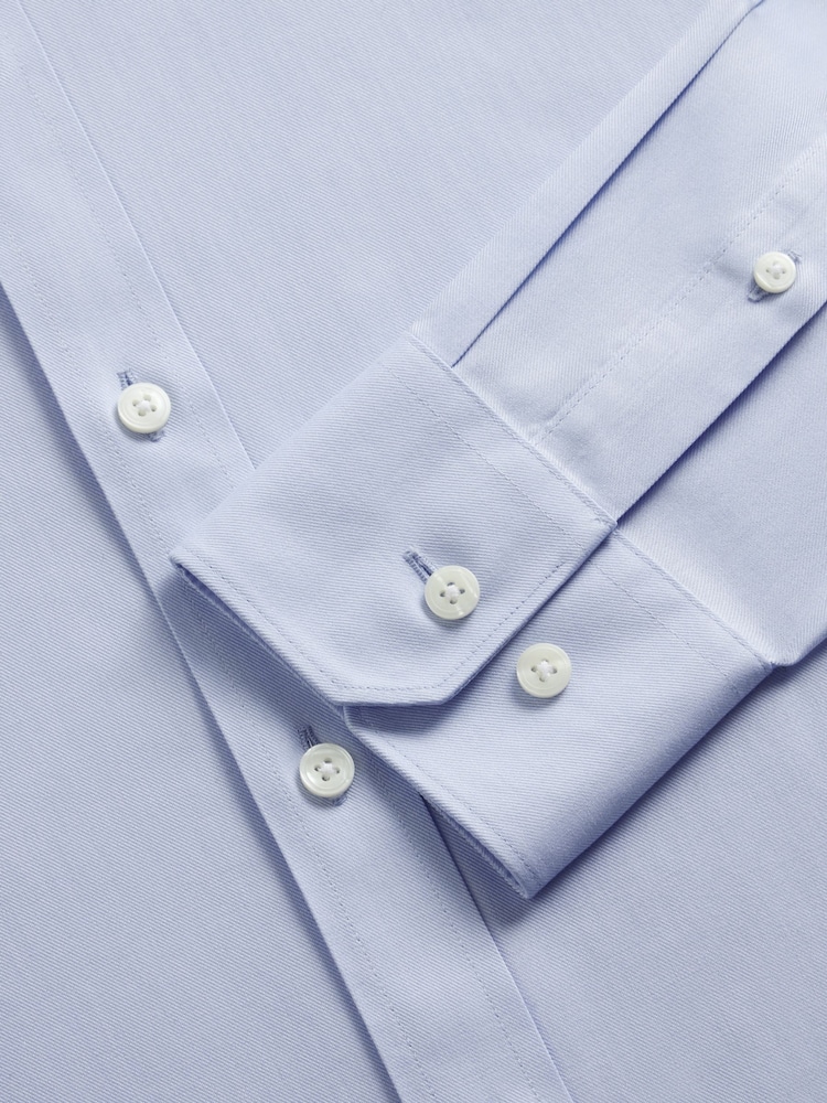 TM Lewin Blue Tailored Fit Non-Iron Regular Plain Twill Single Cuff Shirt - Image 7 of 7