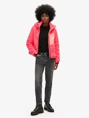 Superdry Hyper Fire Pink Hooded Cream Fleece Trekker Jacket - Image 3 of 7