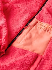 Superdry Hyper Fire Pink Hooded Cream Fleece Trekker Jacket - Image 7 of 7