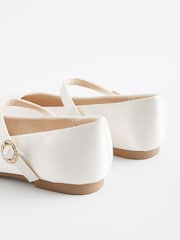Ivory Satin Stain Resistant Bridesmaid Standard Fit (F) Mary Jane Flower Girl Square toe Occasion Shoes - Image 3 of 5