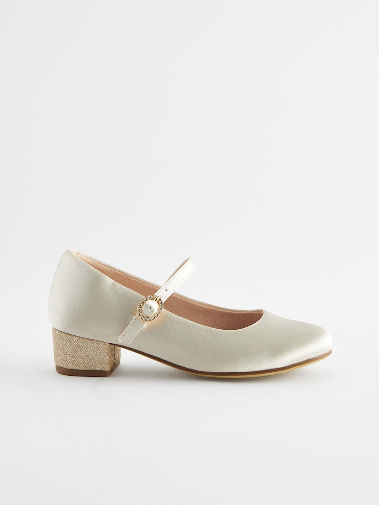Ivory Standard Fit (F) Mary Jane Flower Girl Heel Shoes - Image 3 of 6