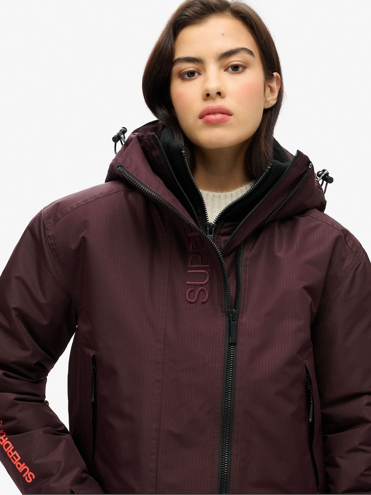 Superdry Smoky Aubergine Purple Hooded Emb Windbreaker Jacket - Image 2 of 5