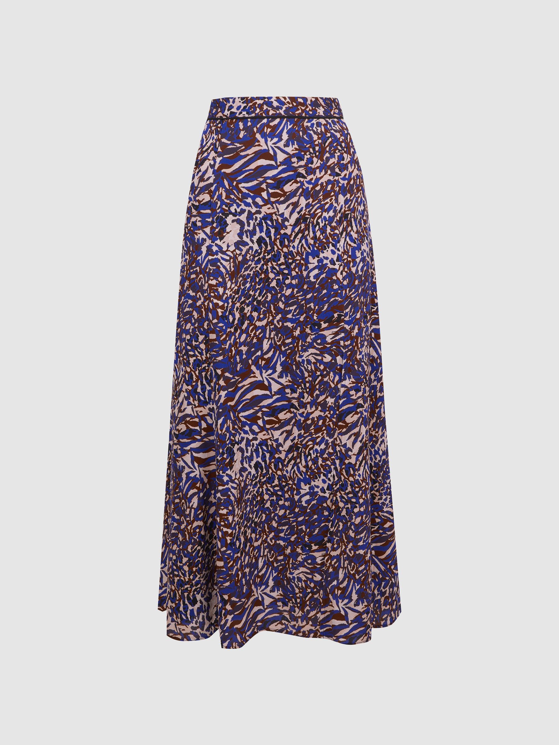【海外限定】REISS☆スカートBlack Katia Printed Slip Midi Ski REISS Katia Printed Slip Midi Skirt in Black | endource