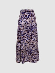 Reiss Blue Katia Printed Midi Skirt - Image 2 of 6