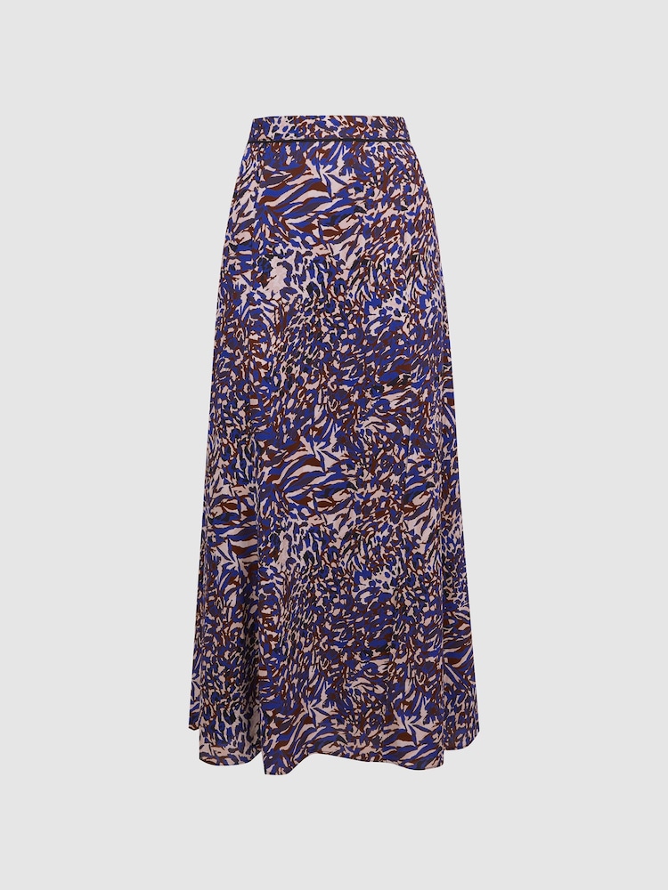 Reiss Blue Katia Printed Midi Skirt - Image 2 of 6