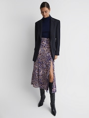 Reiss Blue Katia Printed Midi Skirt - Image 3 of 6