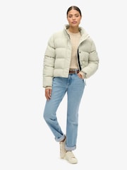 Superdry Puritan Grey Marl Tweed Puffer Boxy Jacket - Image 2 of 5