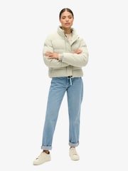 Superdry Puritan Grey Marl Tweed Puffer Boxy Jacket - Image 3 of 5