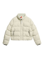 Superdry Puritan Grey Marl Tweed Puffer Boxy Jacket - Image 4 of 5