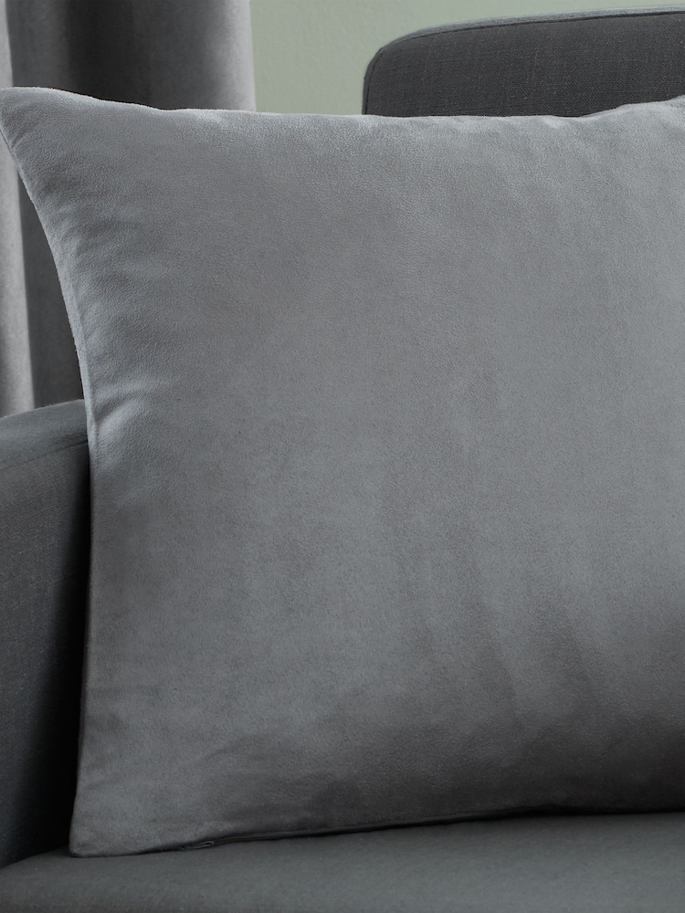 Catherine Lansfield Grey Faux Suede Cushion - Image 1 of 2
