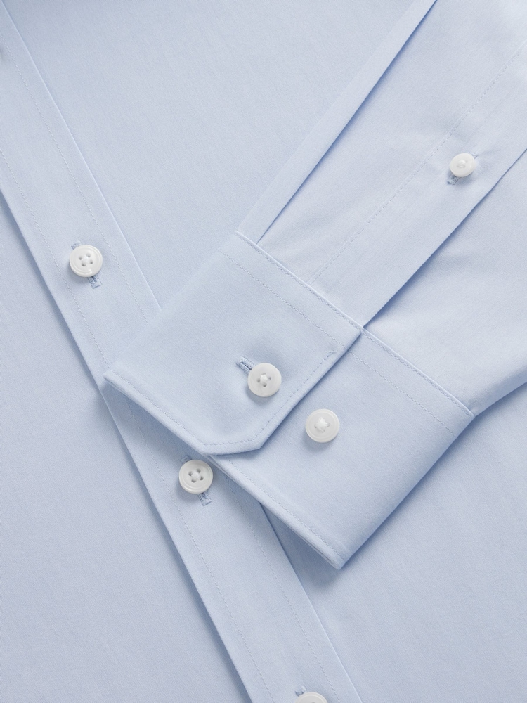 TM Lewin Blue Tailored Fit Non-Iron Regular Plain Poplin Single Cuff Shirt - Image 2 of 2