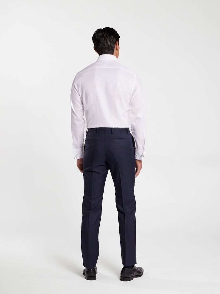 TM Lewin White Skinny Fit Non-Iron Regular Plain Twill Double Cuff Shirt - Image 2 of 7